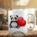 HEDIYELIK-2204 Kırmızı Kalpli Gülümseyen Mutlu Panda Kupa Bardak