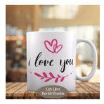 HEDIYELIK-58152 Kalpli I Love You İngilizce Yazı Baskılı Kupa Bardak