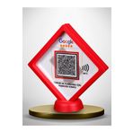 hediyelik Baskılar Nfc Özellikli Google Işletme Yorum Kartı Masa Üstü Stand Kırmızı Çerçeveli