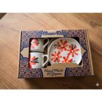 Hediyelik Çiçek Desenli El Yapımı Seramik Türk Kahve Fincanı Espresso – 2li Set Hediyelik