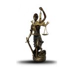 Hediyelik Dekoratif Obje Heykel Biblo Adalet Terazisi Heykeli Themis 20 Cm. Antik Gold & Antik Mavi