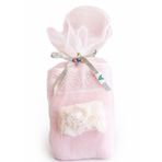 Hediyelik Havlu Set, Pembe,%100 Pamuk, 30x50 cm, 2 Havlu ve El Yapımı Dantelli Kokulu Sabun, Tüllü Bohça