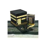 Hediyelik Kuran-ı Kerim, Eşarp, Tesbih ve Seccade Kabe Maketi Seti Siyah
