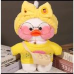 Hediyelik Lalafanfan Duck Gözlüklü Çantalı Sevimli Ördek Oyuncak Peluş Doğum Günü Hediyelik - 010 - Beyaz