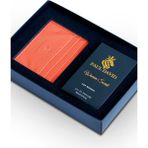 Hediyelik Set Özel Kadın Edp Parfüm ve Turuncu Deri Kartlık- Vanilya, Kahve, Armut Notalari, K-307*5