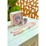 Hediyelik Taşlı Zikirmatik ve 99 lu İnci Tesbih Kutulu Set - Pembe