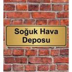 Hediyelikevi Altın Renk 10 x 20 cm Soğuk Hava Deposu Yazılı Metal Yönlendirme Levhası