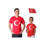 HediyeMania Kırmızı Ay Yıldız Türk Bayrağı Baskılı Yetişkin ve Çocuk Tişörtü Tişört Tek Ürün Fiyatıdır.