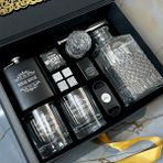 Hediyemen Damatlara Özel Eksiksiz Viski Şişesi & Bardak Hediye Seti – Exclusive Box - 1 Adet - 0 - Siyah