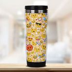 Hediyemen Emoji Tasarımlı 400 ml Beyaz Termos Bardak
