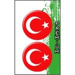 Hediyene Bak 2'li Türk Bayrağı Yuvarlak Damla Sticker - 5 x5 cm - Kırmızı