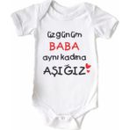 Hediyenza Baba Baskılı Beyaz Bebek Body