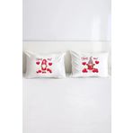 Hediyenza Happy Valantine Gnome Hug Me Pamuklu Çift Kişilik 50x70 cm Yastık Kılıfı Seti
