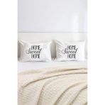 Hediyenza Home Sweet Home Pamuklu Çift Kişilik 50X70 cm Yastık Kılıfı Seti - 50 x 70 cm - Beyaz