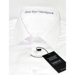 Hediyenza Ömür Boyu Yakandayım Baskılı Erkek Beyaz Slim Fit Gömlek