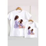 Hediyenza T-Shirt Baskılı Anne ve Kızı (Tekli Üründür Kombin Yapmak Için 2 Adet Sepete Ekleyiniz) - Beyaz - 2XL