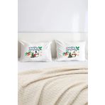 Hediyenza Yeni Yıl Mery Christmas Penguenler Pamuklu Çift Kişilik 50x70 cm Yastık Kılıfı Seti