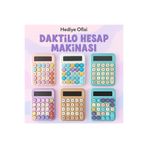 hediyeofisi Hediye Ofisi Daktilo Tasarım Renkli Tuşlu Masaüstü Hesap Makinesi – Pastel Retro