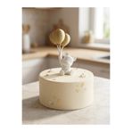 hediyesepetinde Bronz Balonlu Ayıcık Pasta Üstü Süsü 🎂10 cm | Sevimli Doğum Günü ve Baby Shower
