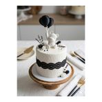 hediyesepetinde Siyah Balonlu Ayıcık Pasta Üstü Süsü 🎂10 cm | Sevimli Doğum Günü ve Baby Shower