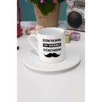 Hedizu Dünyanın En Yakışıklı Öğretmeni Türk Kahvesi Fincanı Beyaz - 1 Adet - 70 ml