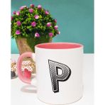 Hedizu Harf Tasarımlı P Harfli Pembe Kupa
