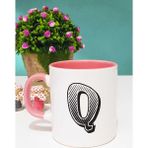 Hedizu Harf Tasarımlı Q Harfli Pembe Kupa