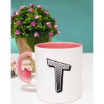 Hedizu Harf Tasarımlı T Harfli Pembe Kupa