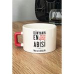 Hedizu Kişiye Özel Abi Lüks Fincan Turuncu Ağabeye Babalar Günü Hediyesi