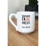Hedizu Kişiye Özel Amca Kupa Bardak Oval Amcaya Babalar Günü Hediyesi - Beyaz