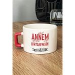 Hedizu Kişiye Özel Annem Birtanemsin Lüks Fincan Turuncu Doğum Günü Hediyesi