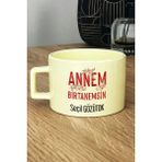 Hedizu Kişiye Özel Annem Birtanemsin Pastel Fincan Sarı Doğum Günü Hediyesi
