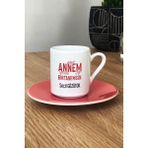 Hedizu Kişiye Özel Annem Birtanemsin Türk Kahvesi Fincanı Pembe Doğum Günü Hediyesi