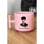 Hedizu Kişiye Özel Atatürk Asil Kan Pastel T Kulplu Kupa Bardak Pembe Öğretmenler Günü Hediyesi