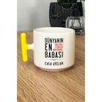 Hedizu Kişiye Özel Babaya Hediye Kupa Bardak T Kulplu Sarı Babalara Doğum Günü Hediyesi