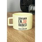 Hedizu Kişiye Özel Babaya Hediye Pastel Fincan Sarı Babalara Doğum Günü Hediyesi