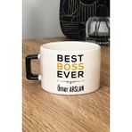Hedizu Kişiye Özel Best Boss Ever Lüks Fincan Siyah Patrona Doğum Günü Hediyesi