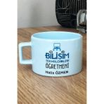 Hedizu Kişiye Özel Bilişim Öğretmeni -2- Pastel Fincan Mavi Öğretmenler Günü Hediyesi