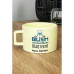 Hedizu Kişiye Özel Bilişim Öğretmeni -2- Pastel Fincan Sarı Öğretmenler Günü Hediyesi