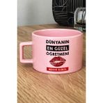 Hedizu Kişiye Özel Dünyanın En Güzel Öğretmeni Pastel Fincan Pembe Öğretmenler Günü Hediyesi
