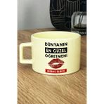 Hedizu Kişiye Özel Dünyanın En Güzel Öğretmeni Pastel Fincan Sarı Öğretmenler Günü Hediyesi