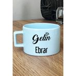 Hedizu Kişiye Özel Gelin Pastel Fincan Mavi Nişan Düğün Söz Isteme Hediyesi