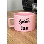 Hedizu Kişiye Özel Gelin Pastel Fincan Pembe Nişan Düğün Söz Isteme Hediyesi