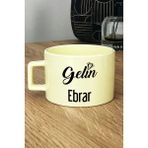 Hedizu Kişiye Özel Gelin Pastel Fincan Sarı Nişan Düğün Söz Isteme Hediyesi