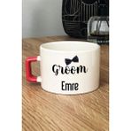Hedizu Kişiye Özel Groom Lüks Fincan Turuncu Söz Nişan Düğün Hediyesi