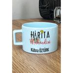 Hedizu Kişiye Özel Harita Mühendisi Pastel Fincan Mavi Mühendisler Günü Hediyesi