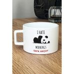 Hedizu Kişiye Özel I Hate Mornings Lüks Fincan Beyaz Arkadaşa Kardeşe Hediye