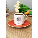 Hedizu Kişiye Özel I Love You Mom Türk Kahvesi Fincanı Turuncu Anneler Günü Hediyesi