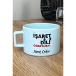 Hedizu Kişiye Özel Işaret Dili Öğretmeni Pastel Fincan Mavi Öğretmenler Günü Hediyesi