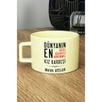 Hedizu Kişiye Özel Kız Kardeş Pastel Fincan Sarı Kız Kardeşe Doğum Günü Hediyesi